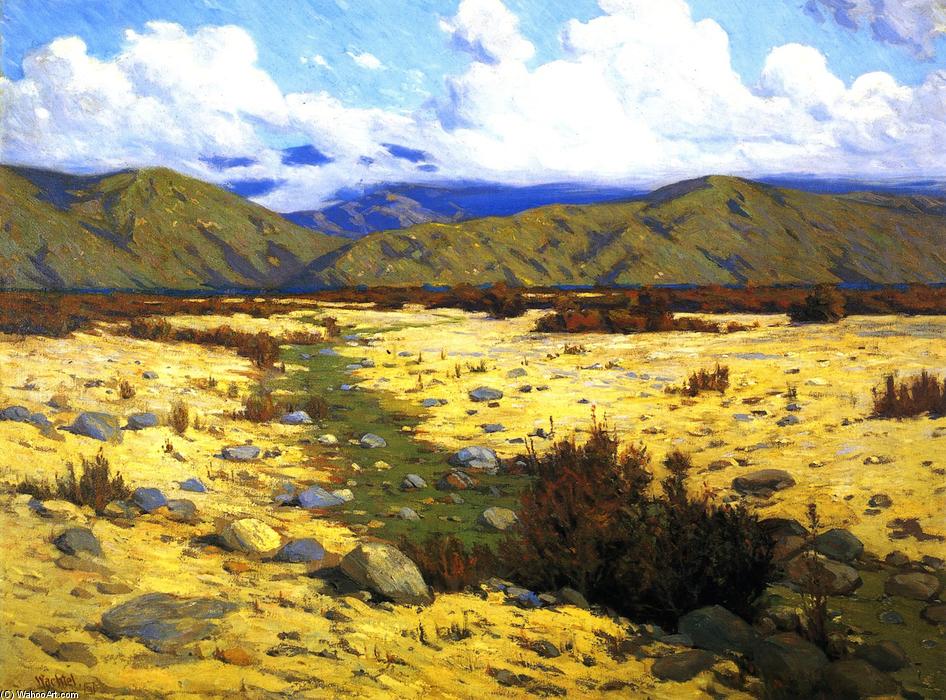 Wikioo.org - The Encyclopedia of Fine Arts - Painting, Artwork by Elmer Wachtel - Desert, River, Mountains