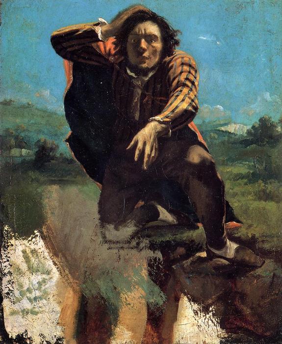 Wikoo.org - موسوعة الفنون الجميلة - اللوحة، العمل الفني Gustave Courbet - The Desperate Man (also known as The Man Made Mad by Fear)