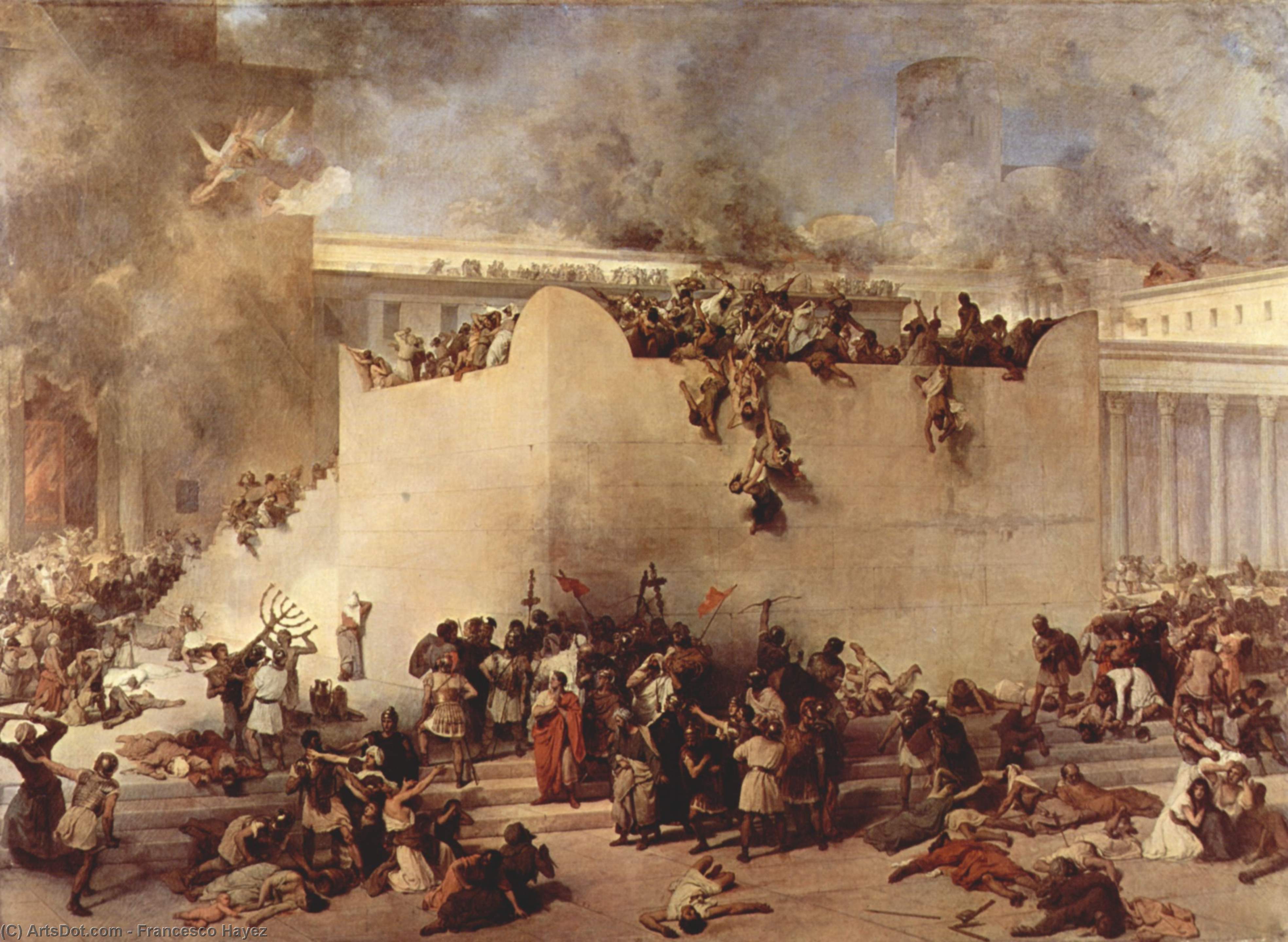 WikiOO.org - אנציקלופדיה לאמנויות יפות - ציור, יצירות אמנות Francesco Hayez - Destruction of Temple of Jerusalem
