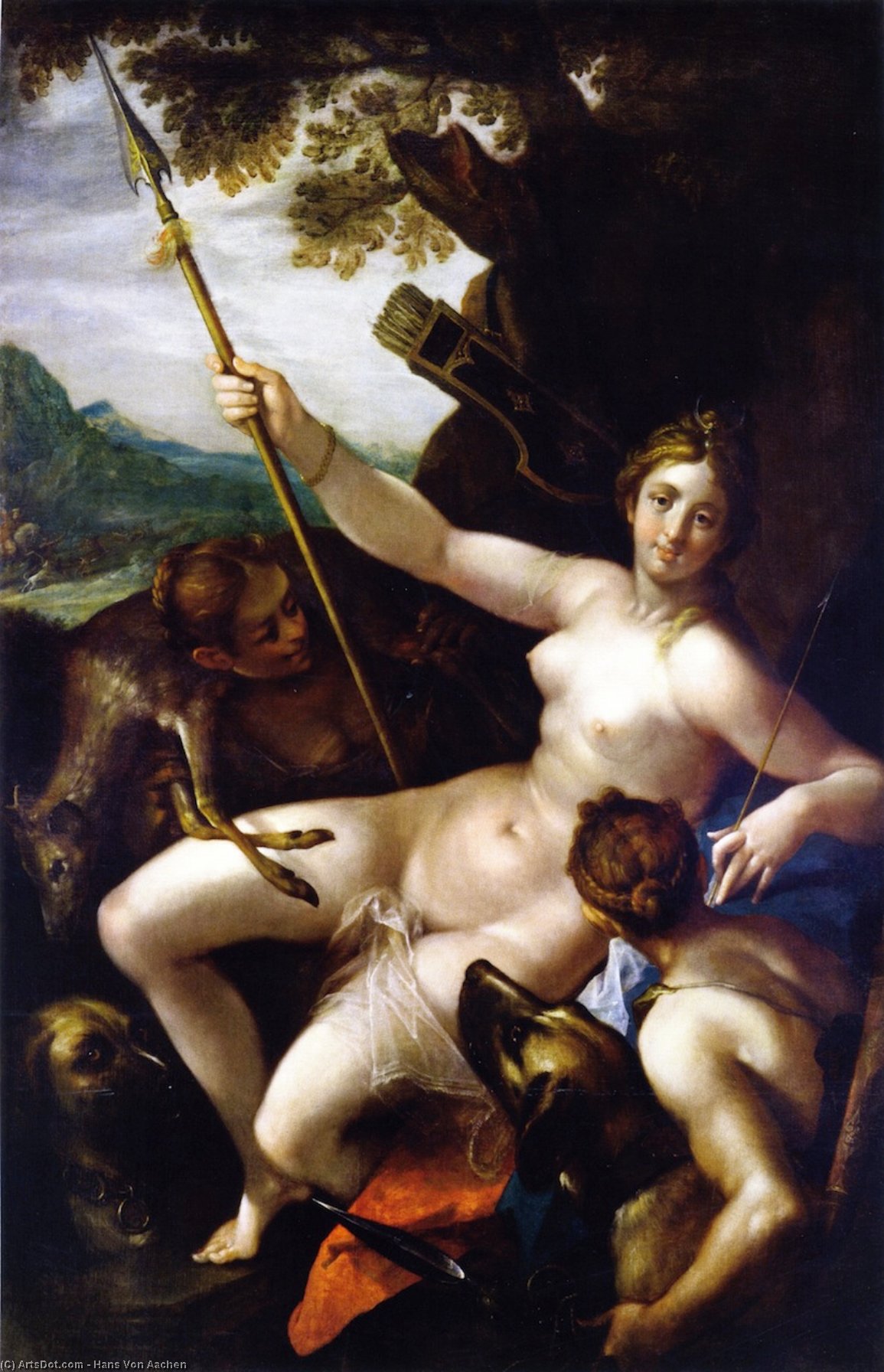 WikiOO.org - Encyclopedia of Fine Arts - Festés, Grafika Hans Von Aachen - Diana and Her Nymphs at Rest after the Hunt