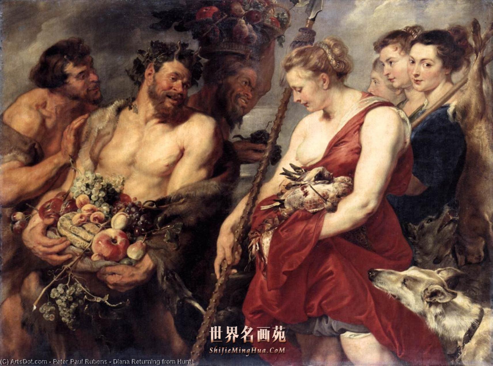 Wikoo.org - موسوعة الفنون الجميلة - اللوحة، العمل الفني Peter Paul Rubens - Diana Returning from Hunt