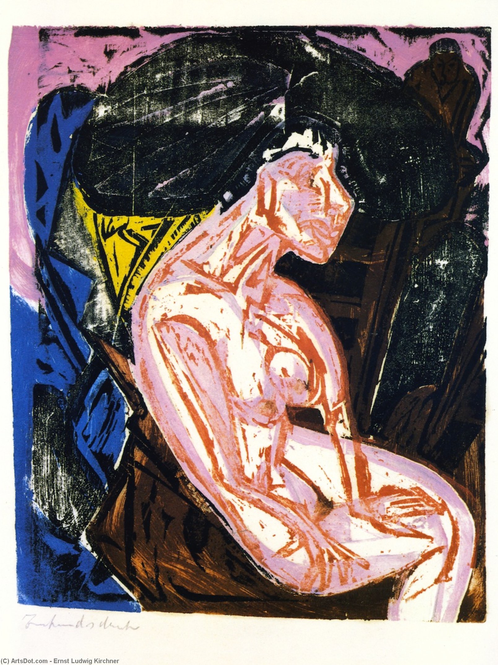 WikiOO.org - Encyclopedia of Fine Arts - Festés, Grafika Ernst Ludwig Kirchner - Die Geliebte