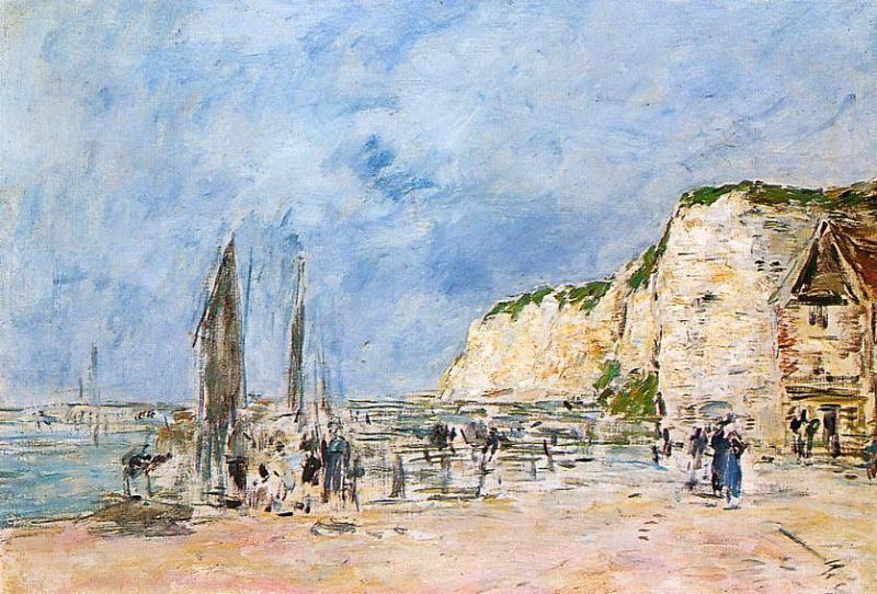 Wikioo.org – L'Encyclopédie des Beaux Arts - Peinture, Oeuvre de Eugène Louis Boudin - Dieppe, le Pollet Cliffs