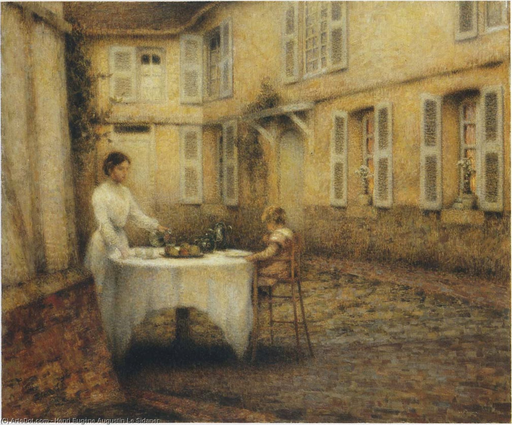 Wikioo.org - The Encyclopedia of Fine Arts - Painting, Artwork by Henri Eugène Augustin Le Sidaner - Dinner in the Garden