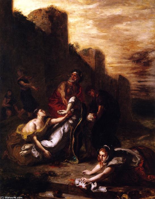 Wikioo.org - Bách khoa toàn thư về mỹ thuật - Vẽ tranh, Tác phẩm nghệ thuật Eugène Delacroix - Disciples and Holy Women Carrying Away the Body of Saint Stephen