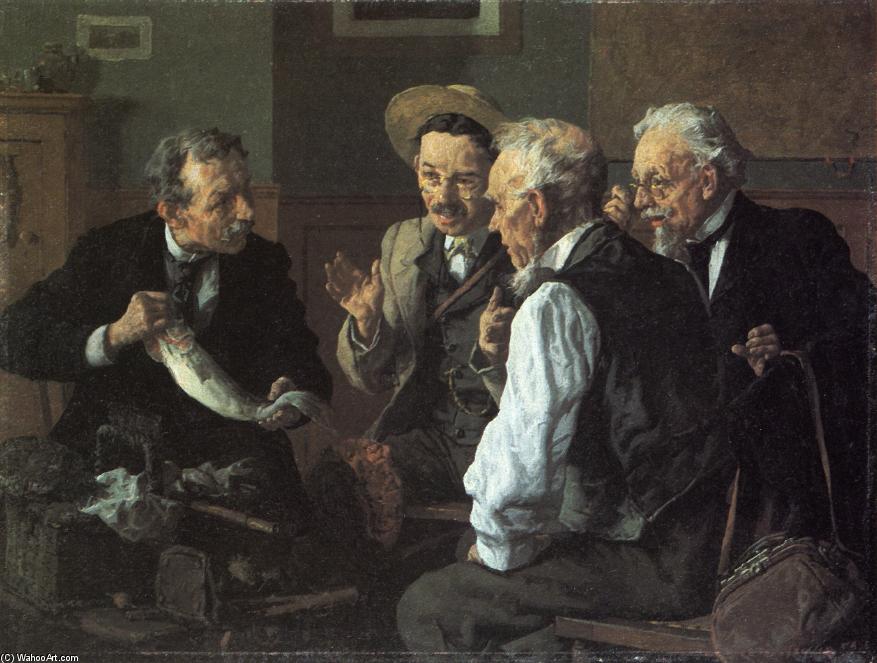Wikioo.org - The Encyclopedia of Fine Arts - Painting, Artwork by Louis C Moeller - Discussing the Catch