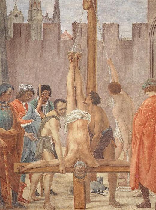 Wikioo.org – L'Encyclopédie des Beaux Arts - Peinture, Oeuvre de Filippino Lippi - Dispute avec Simon Magus et la crucifixion de Pierre (détail)