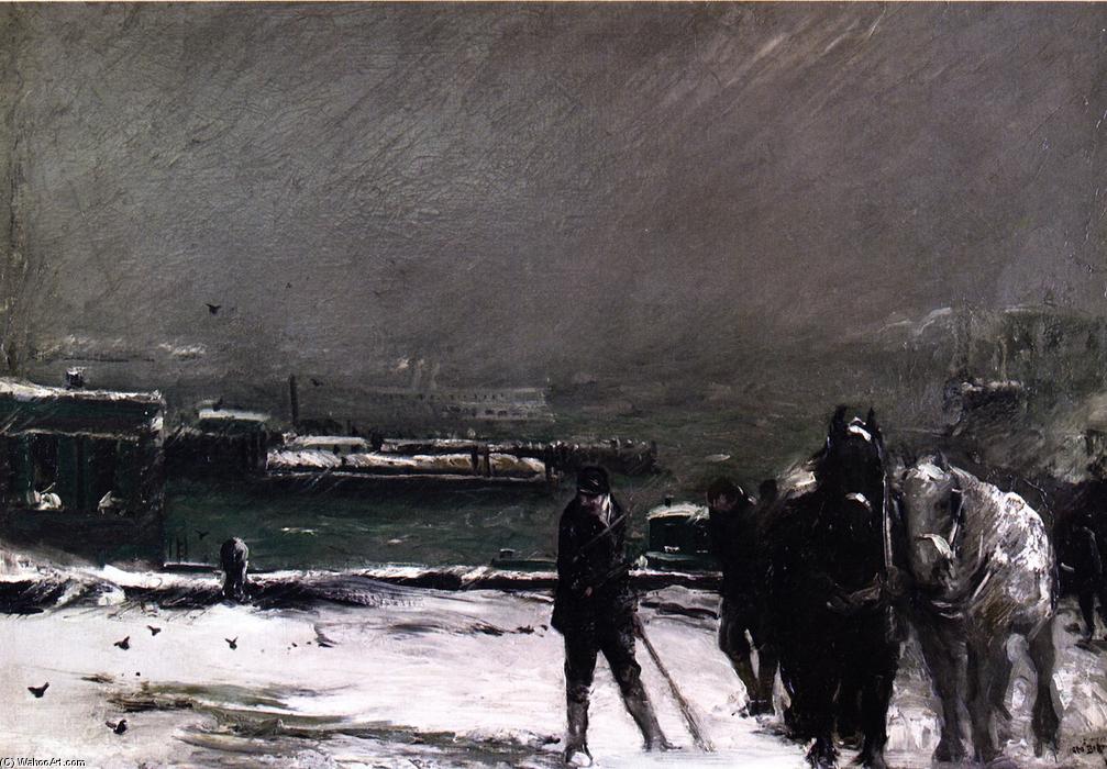 Wikioo.org - The Encyclopedia of Fine Arts - Painting, Artwork by George Wesley Bellows - Docks in Winter