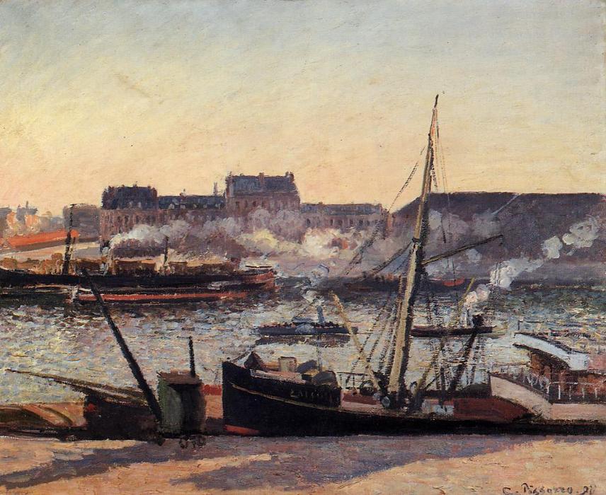 Wikioo.org - The Encyclopedia of Fine Arts - Painting, Artwork by Camille Pissarro - The Docks, Rouen: Afternoon