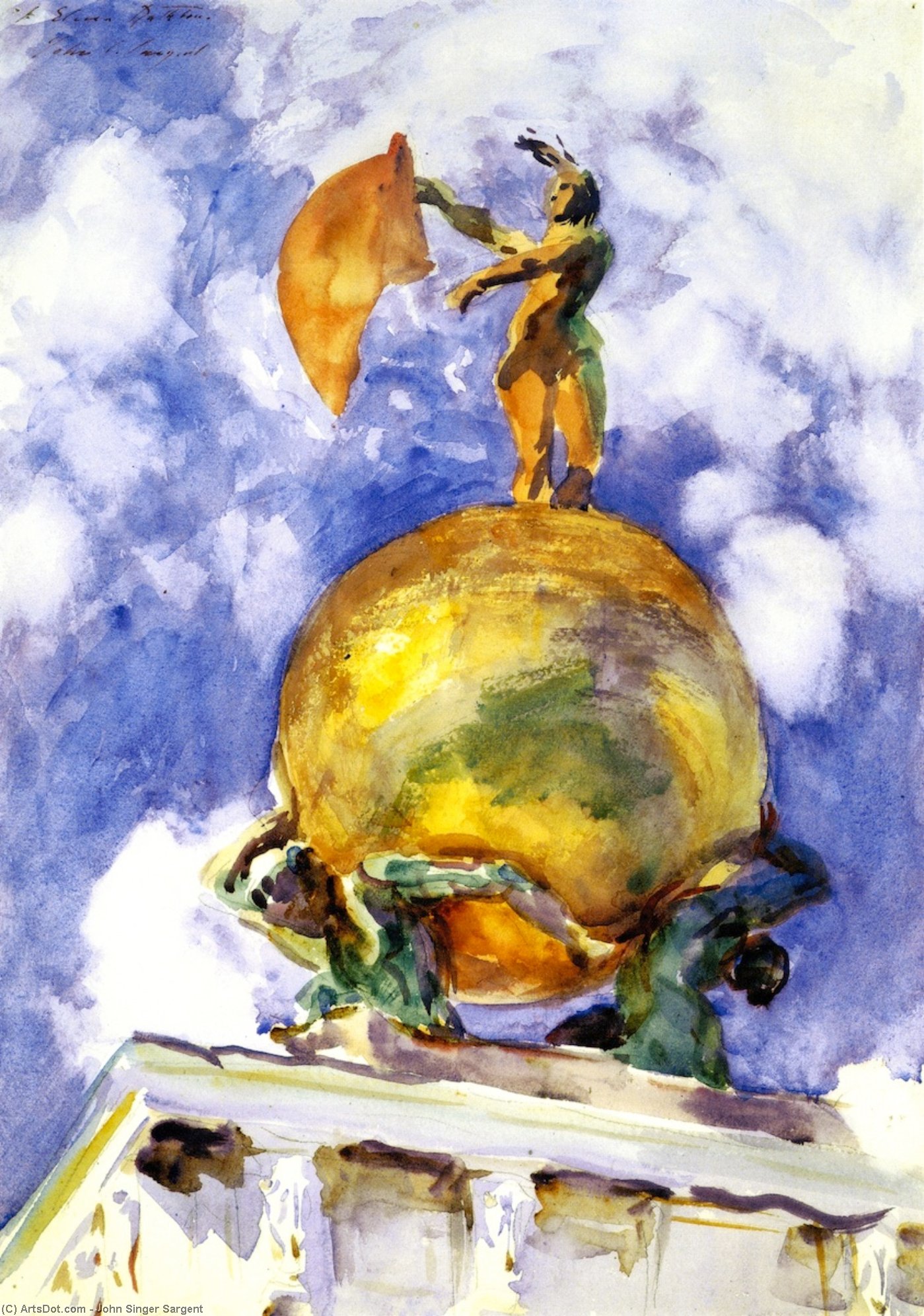 Wikioo.org - The Encyclopedia of Fine Arts - Painting, Artwork by John Singer Sargent - The Dogana, Statue of Fortune
