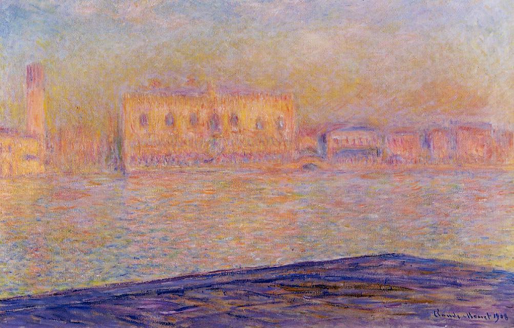 Wikioo.org - The Encyclopedia of Fine Arts - Painting, Artwork by Claude Monet - The Doges' Palace Seen from San Giorgio Maggiore (also known as San Giorgio)