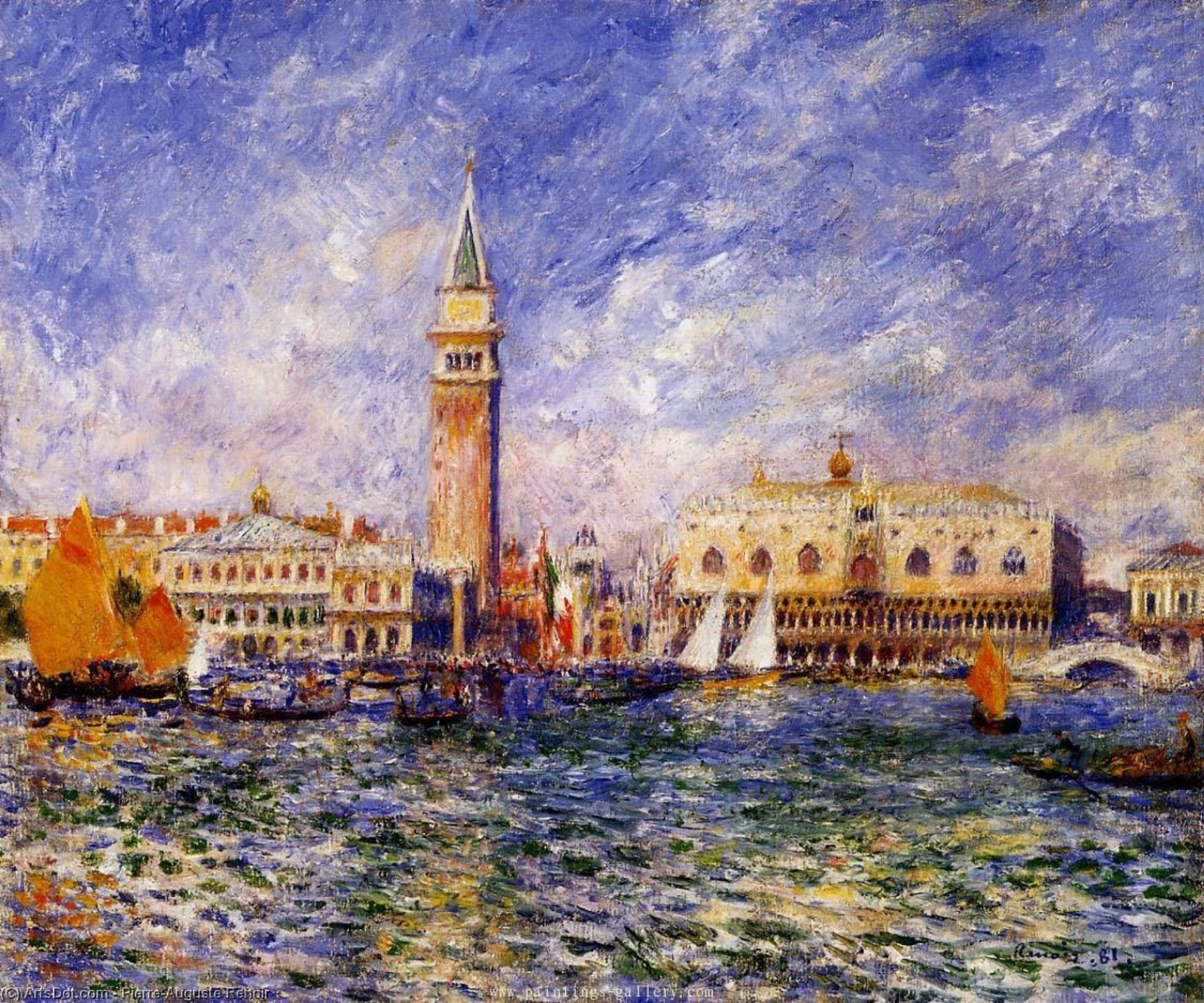 Wikioo.org – L'Encyclopédie des Beaux Arts - Peinture, Oeuvre de Pierre-Auguste Renoir - Le Palais des Doges à Venise