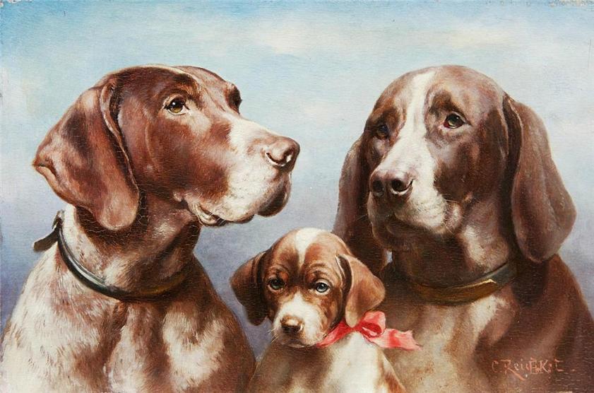 Wikioo.org – L'Encyclopédie des Beaux Arts - Peinture, Oeuvre de Carl Reichert - chien famille