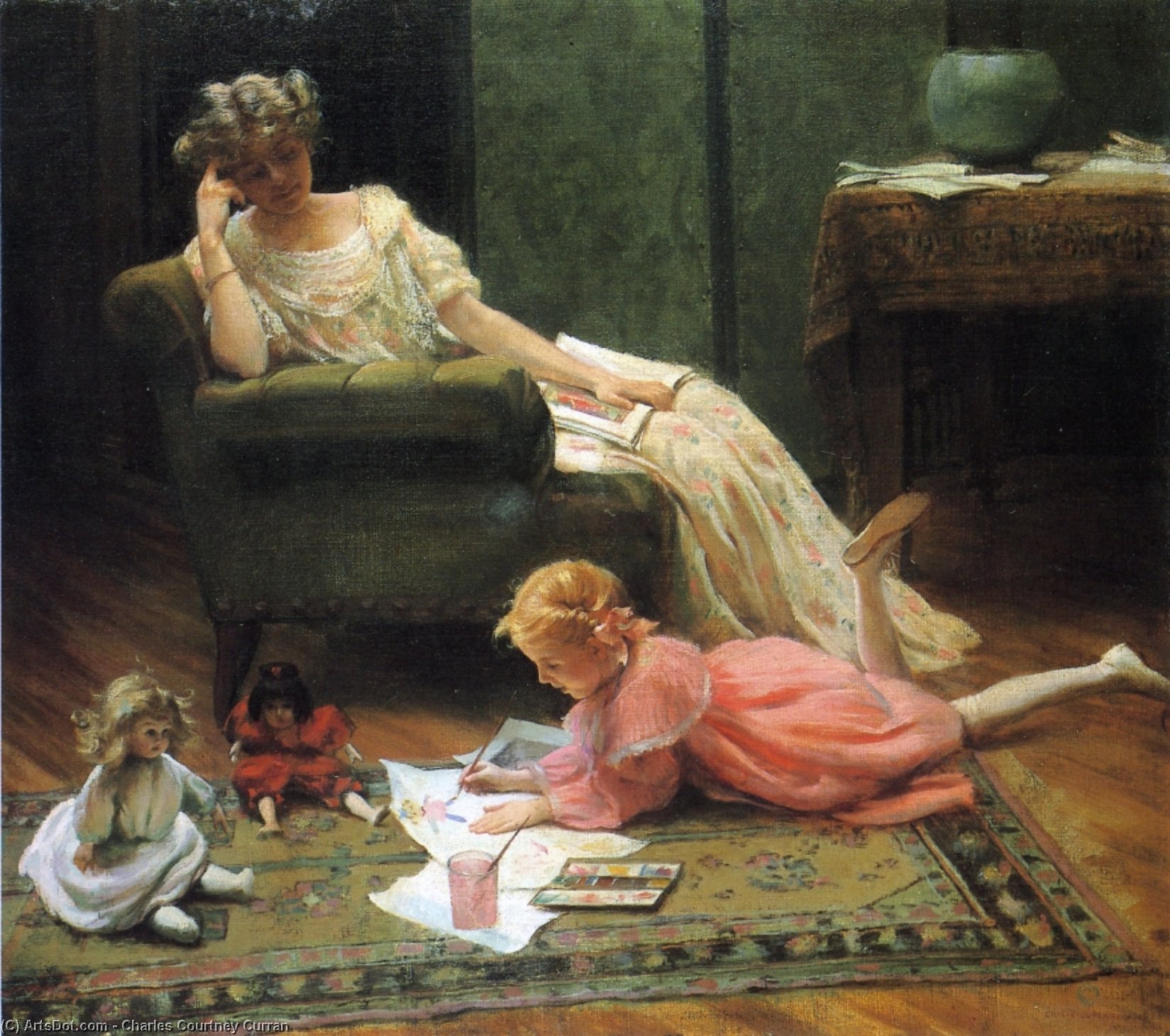 WikiOO.org - Encyclopedia of Fine Arts - Maalaus, taideteos Charles Courtney Curran - Dolly's Portrait