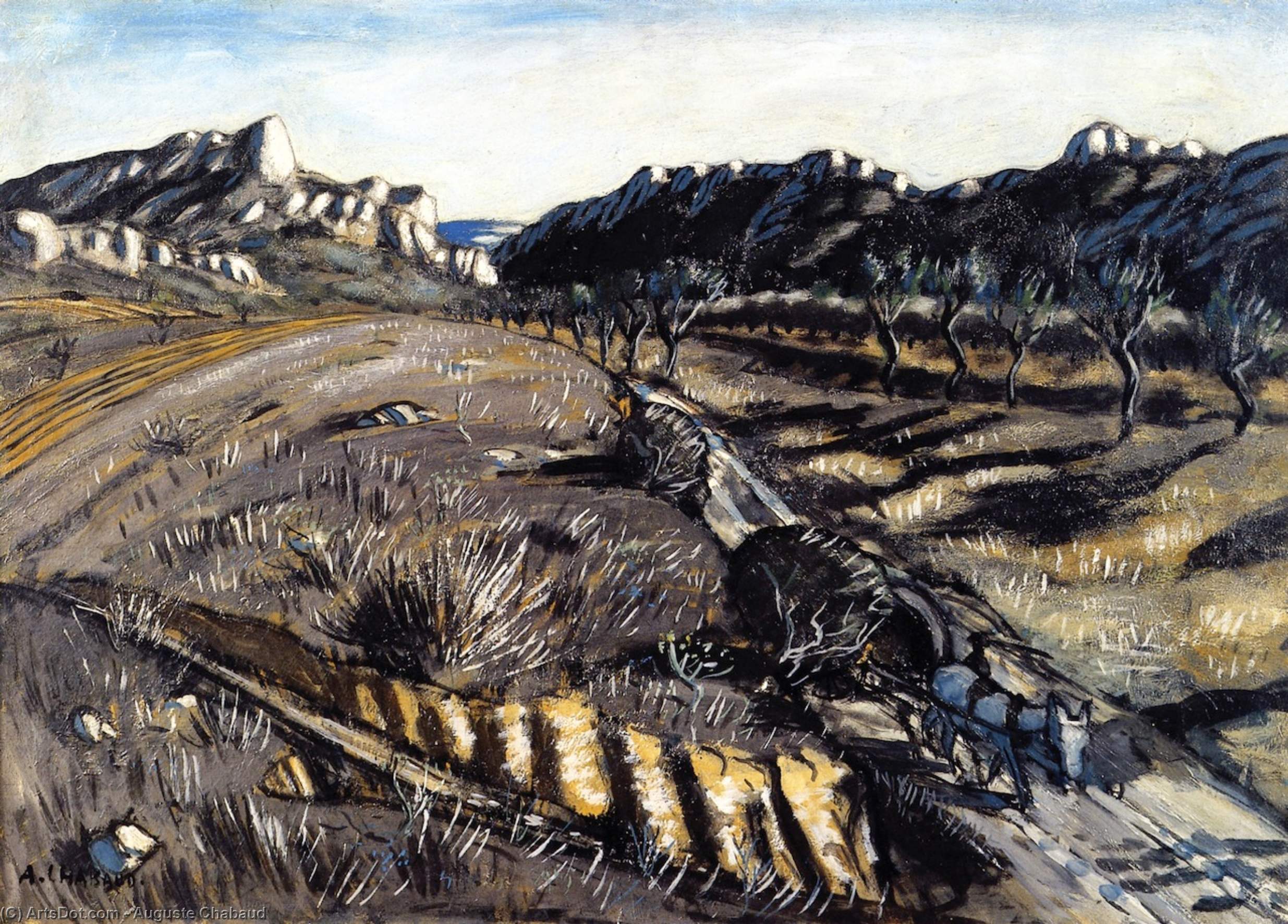 WikiOO.org - Encyclopedia of Fine Arts - Maalaus, taideteos Auguste Chabaud - Donkey on a Path in the Montagnette