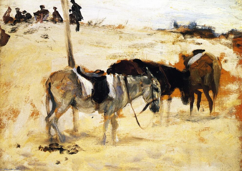 Wikioo.org - The Encyclopedia of Fine Arts - Painting, Artwork by John Singer Sargent - Donkeys in a Moroccan Landscape