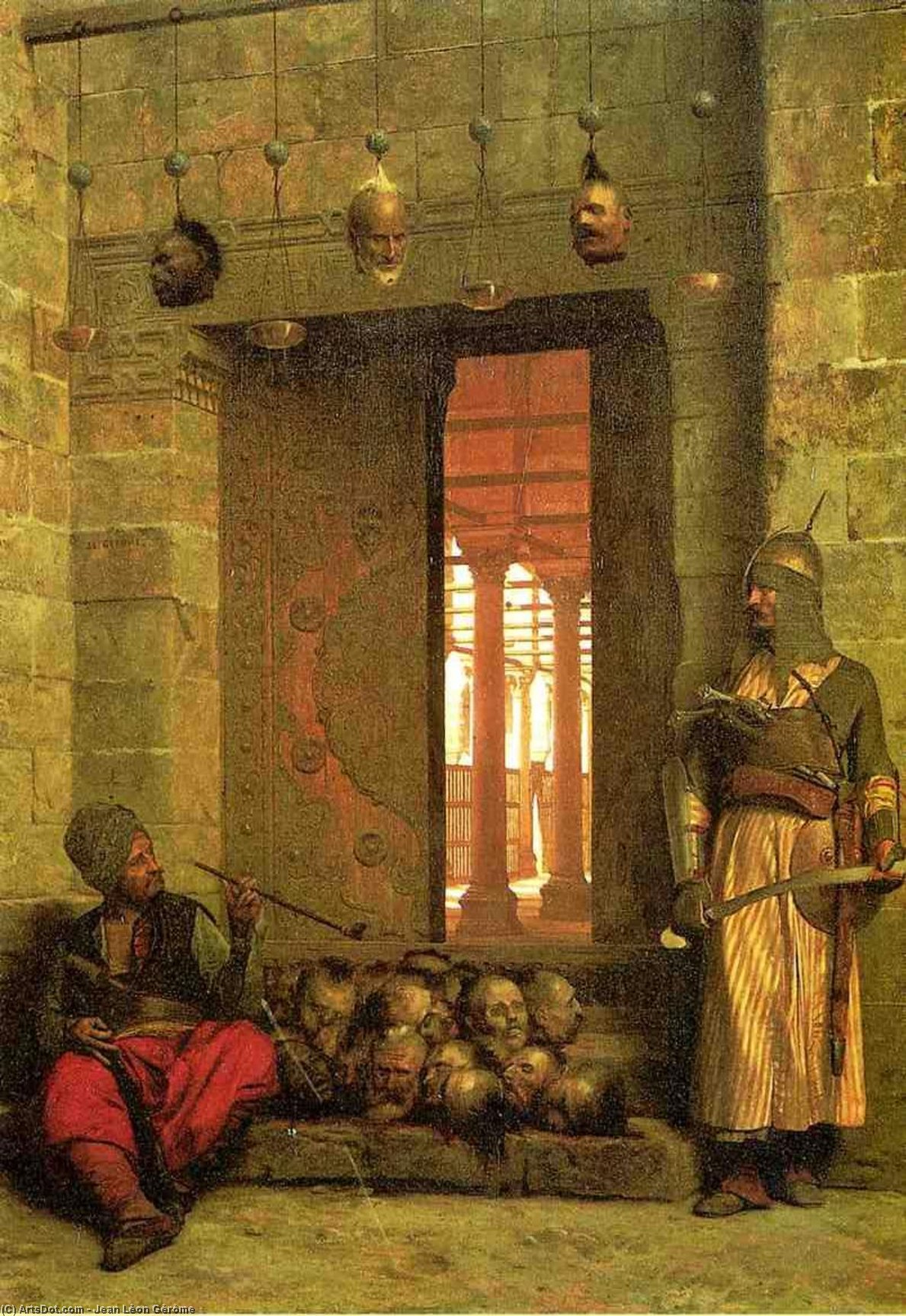 Wikioo.org - The Encyclopedia of Fine Arts - Painting, Artwork by Jean Léon Gérôme - The Door of the El-Hassanein Mosque in Cairo