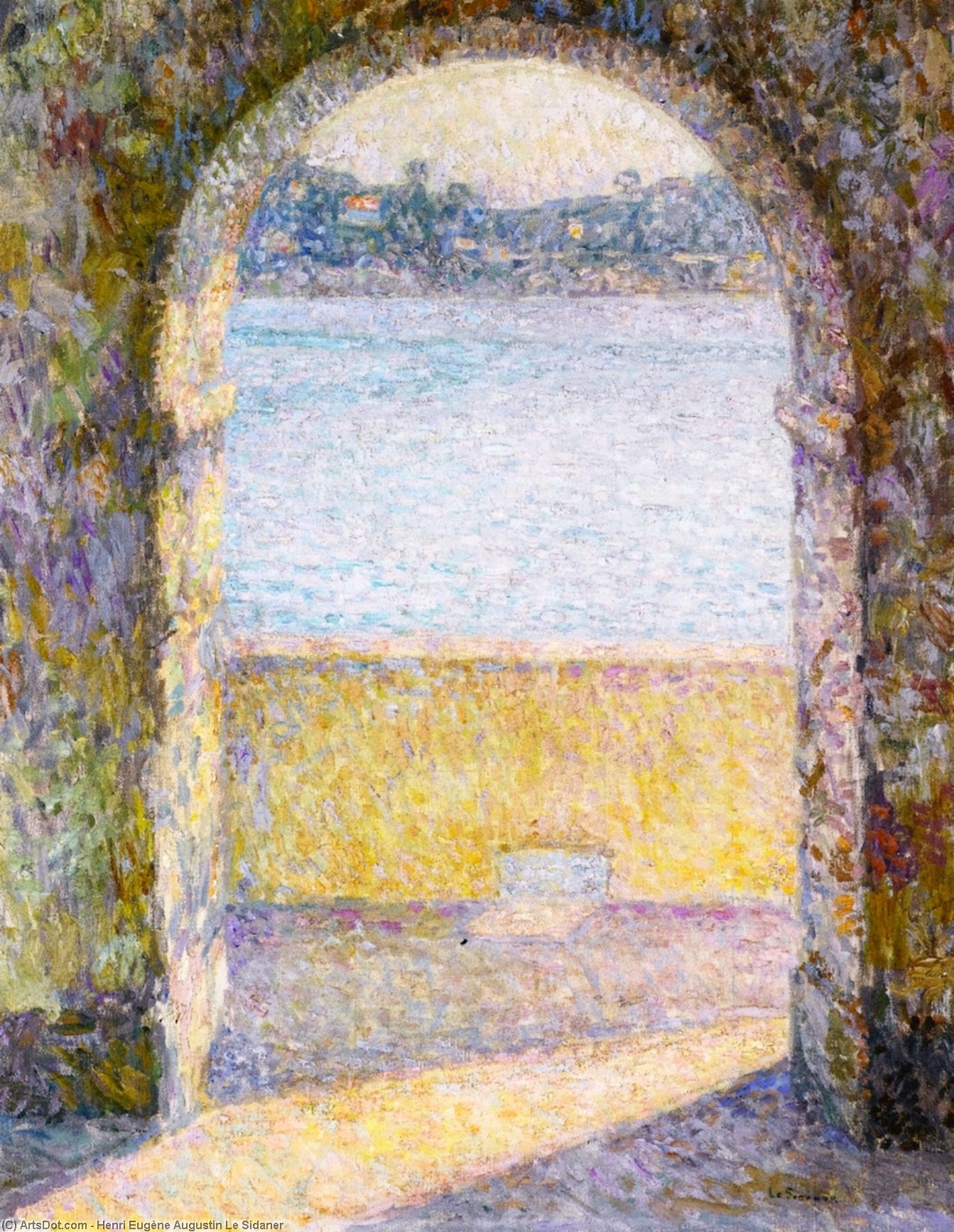 Wikioo.org - สารานุกรมวิจิตรศิลป์ - จิตรกรรม Henri Eugène Augustin Le Sidaner - Door on the Sea, Villefranche-sur-Mer