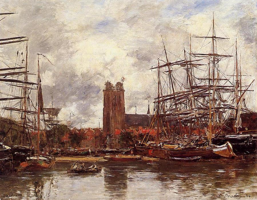 Wikioo.org - The Encyclopedia of Fine Arts - Painting, Artwork by Eugène Louis Boudin - Dordrecht, View of the Port