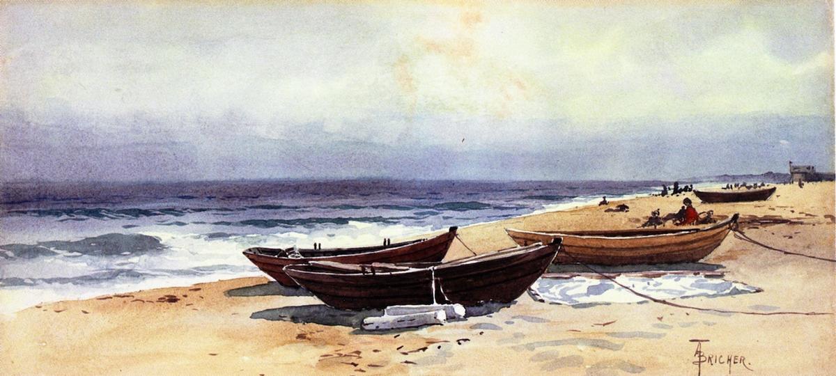 Wikioo.org - The Encyclopedia of Fine Arts - Painting, Artwork by Alfred Thompson Bricher - Dories Along a Shore
