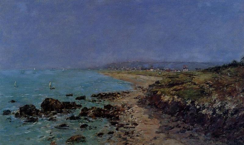 Wikioo.org - สารานุกรมวิจิตรศิลป์ - จิตรกรรม Eugène Louis Boudin - Douarnenez, the Shore and the Bay