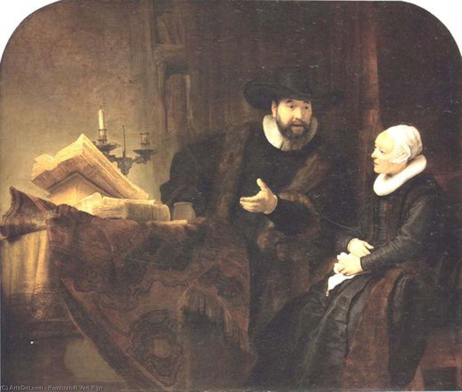 WikiOO.org - Encyclopedia of Fine Arts - Maleri, Artwork Rembrandt Van Rijn - Double Portrait of Cornelisz Claesz Anslo and his Wife Aeltje Gerritsdr Schouten