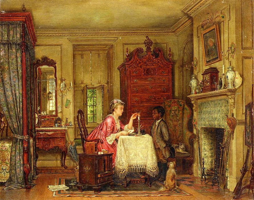 Wikioo.org - The Encyclopedia of Fine Arts - Painting, Artwork by Edward Lamson Henry - Drafting the Letter