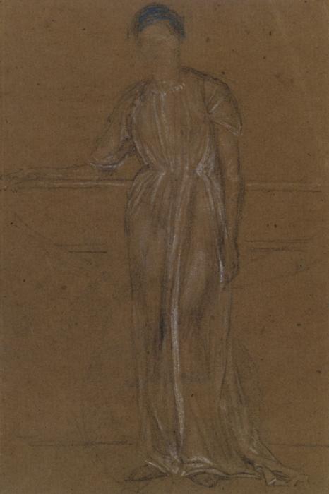 WikiOO.org - Enciklopedija likovnih umjetnosti - Slikarstvo, umjetnička djela James Abbott Mcneill Whistler - Draped Figure, Standing