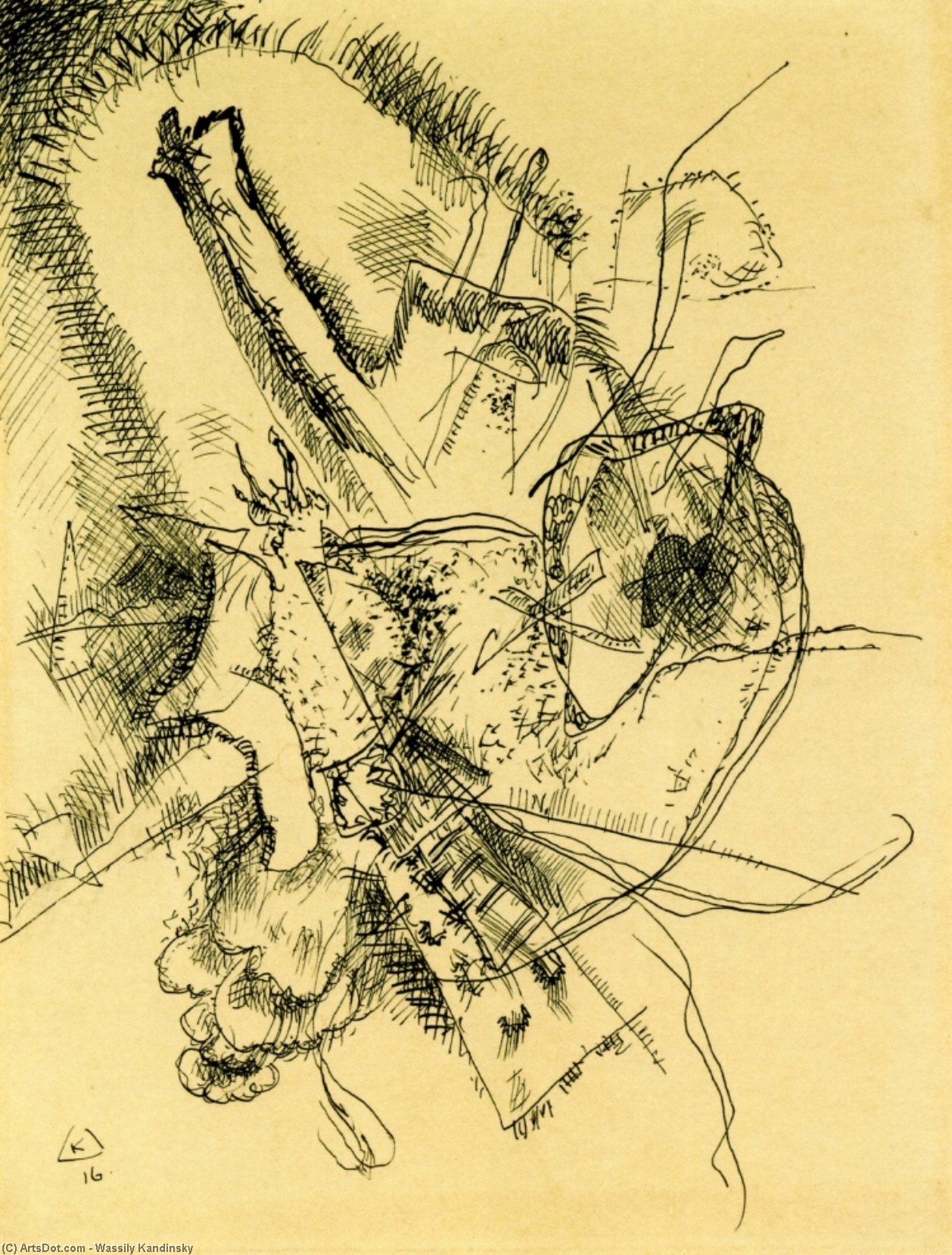 WikiOO.org - Encyclopedia of Fine Arts - Lukisan, Artwork Wassily Kandinsky - Drawing for Etching II