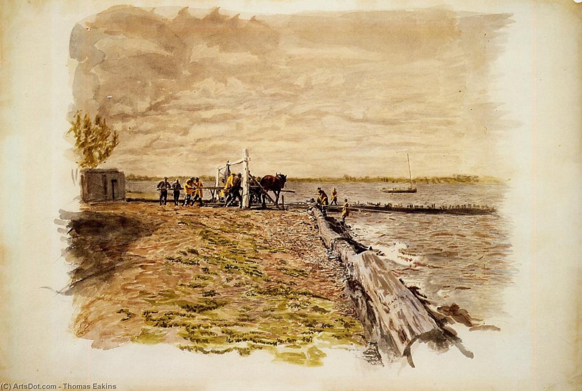 Wikioo.org - The Encyclopedia of Fine Arts - Painting, Artwork by Thomas Eakins - Drawing the Seine