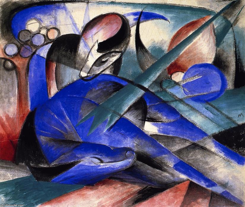 Wikioo.org - The Encyclopedia of Fine Arts - Painting, Artwork by Franz Marc - Dreaming Horses