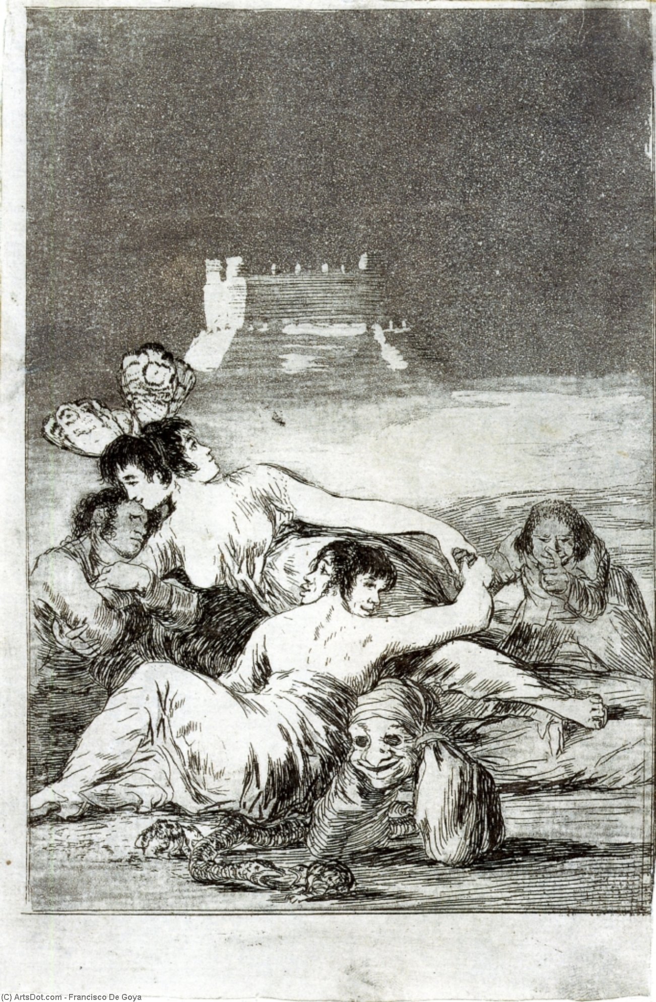 WikiOO.org - Εγκυκλοπαίδεια Καλών Τεχνών - Ζωγραφική, έργα τέχνης Francisco De Goya - Dream of Lying and Inconstancy