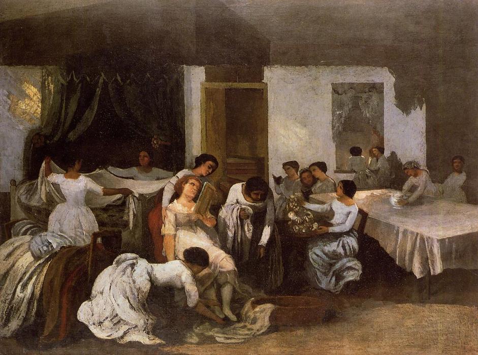 Wikioo.org - The Encyclopedia of Fine Arts - Painting, Artwork by Gustave Courbet - Dressing the Dead Girl (also known as Dressing the Bride)