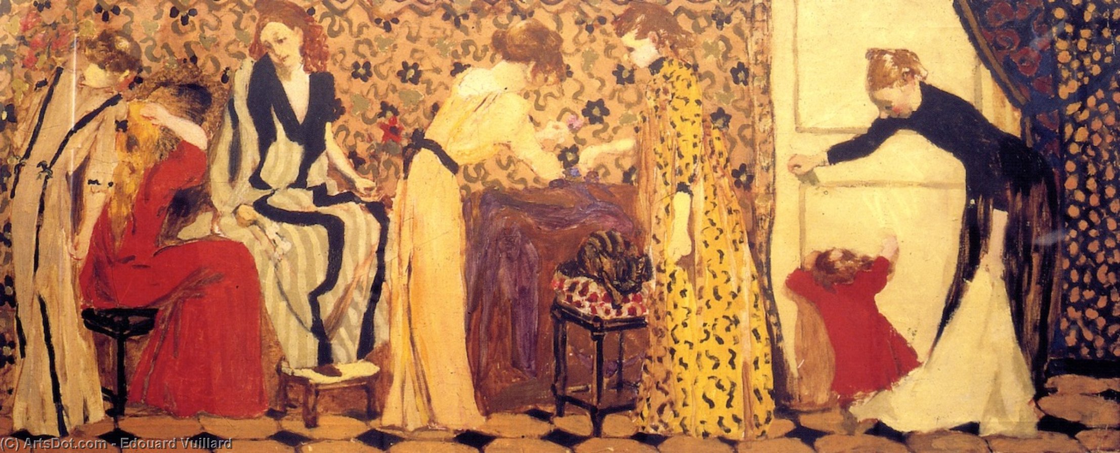 Wikioo.org - The Encyclopedia of Fine Arts - Painting, Artwork by Jean Edouard Vuillard - The Dressmaking Studio