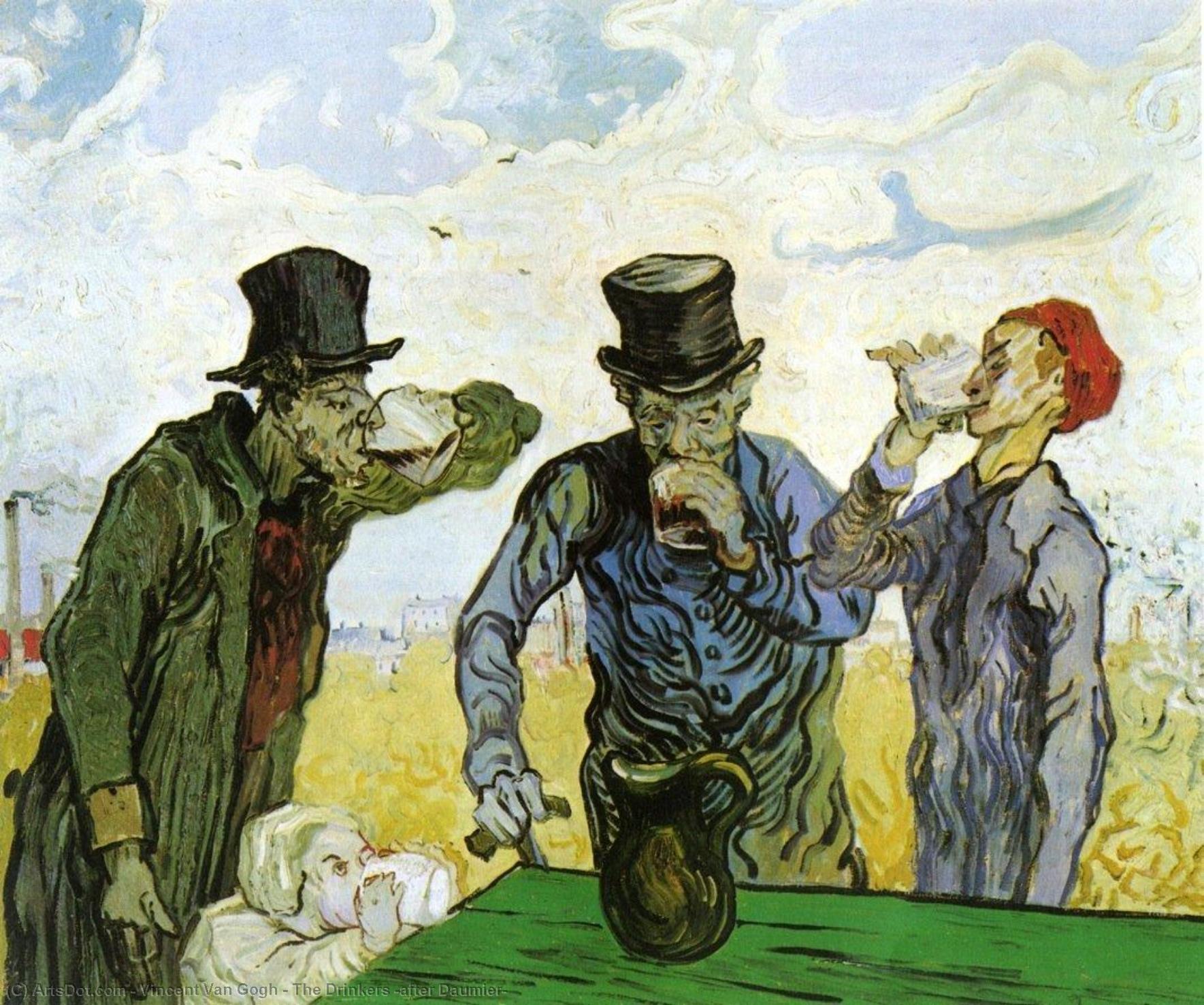 Wikoo.org - موسوعة الفنون الجميلة - اللوحة، العمل الفني Vincent Van Gogh - The Drinkers (after Daumier)