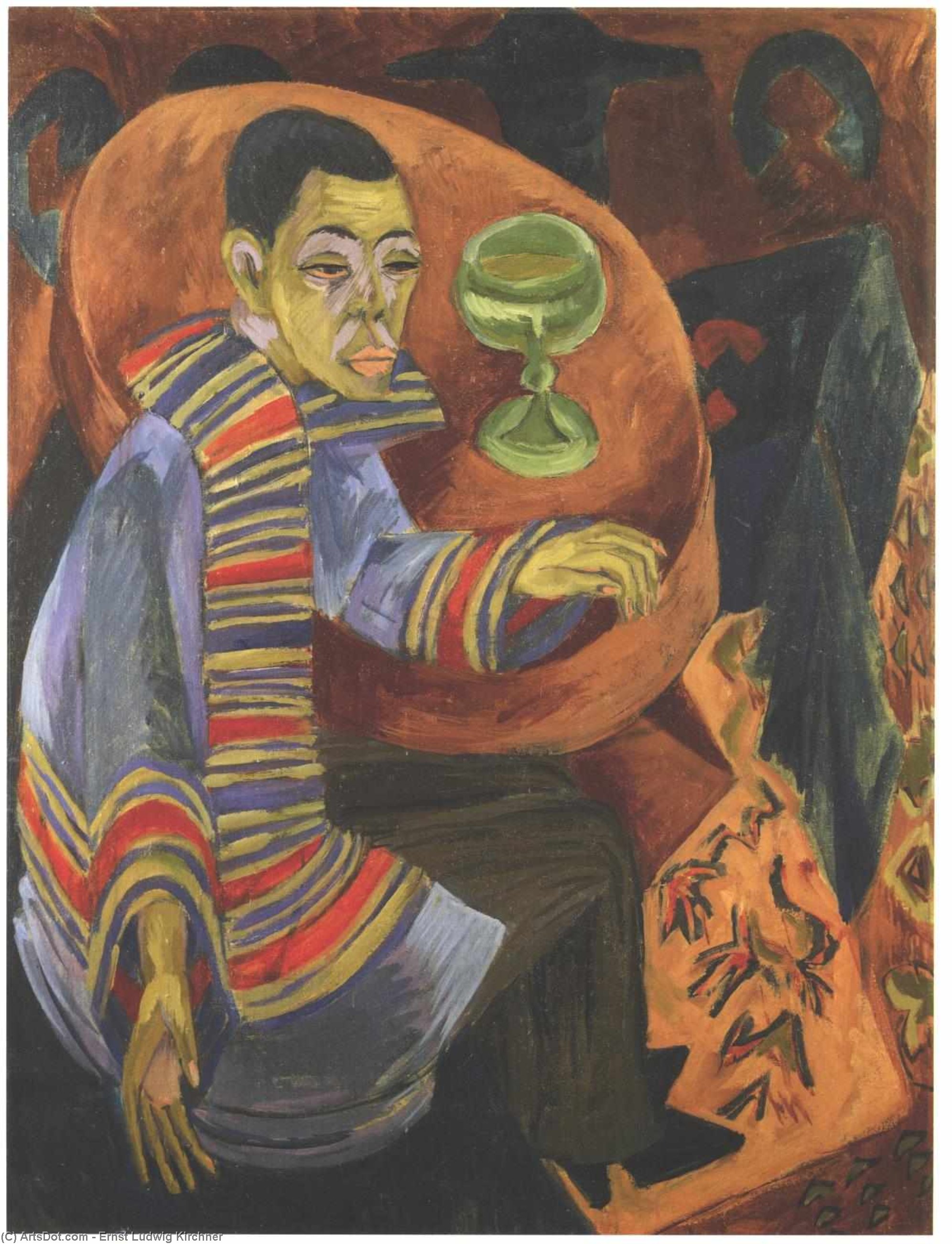 WikiOO.org - Encyclopedia of Fine Arts - Festés, Grafika Ernst Ludwig Kirchner - The Drinker (self-portrait)