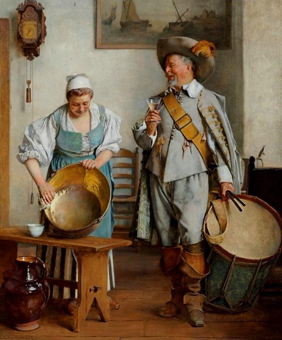 WikiOO.org - Encyclopedia of Fine Arts - Lukisan, Artwork Eduard Charlemont - A Drink for the Drummer