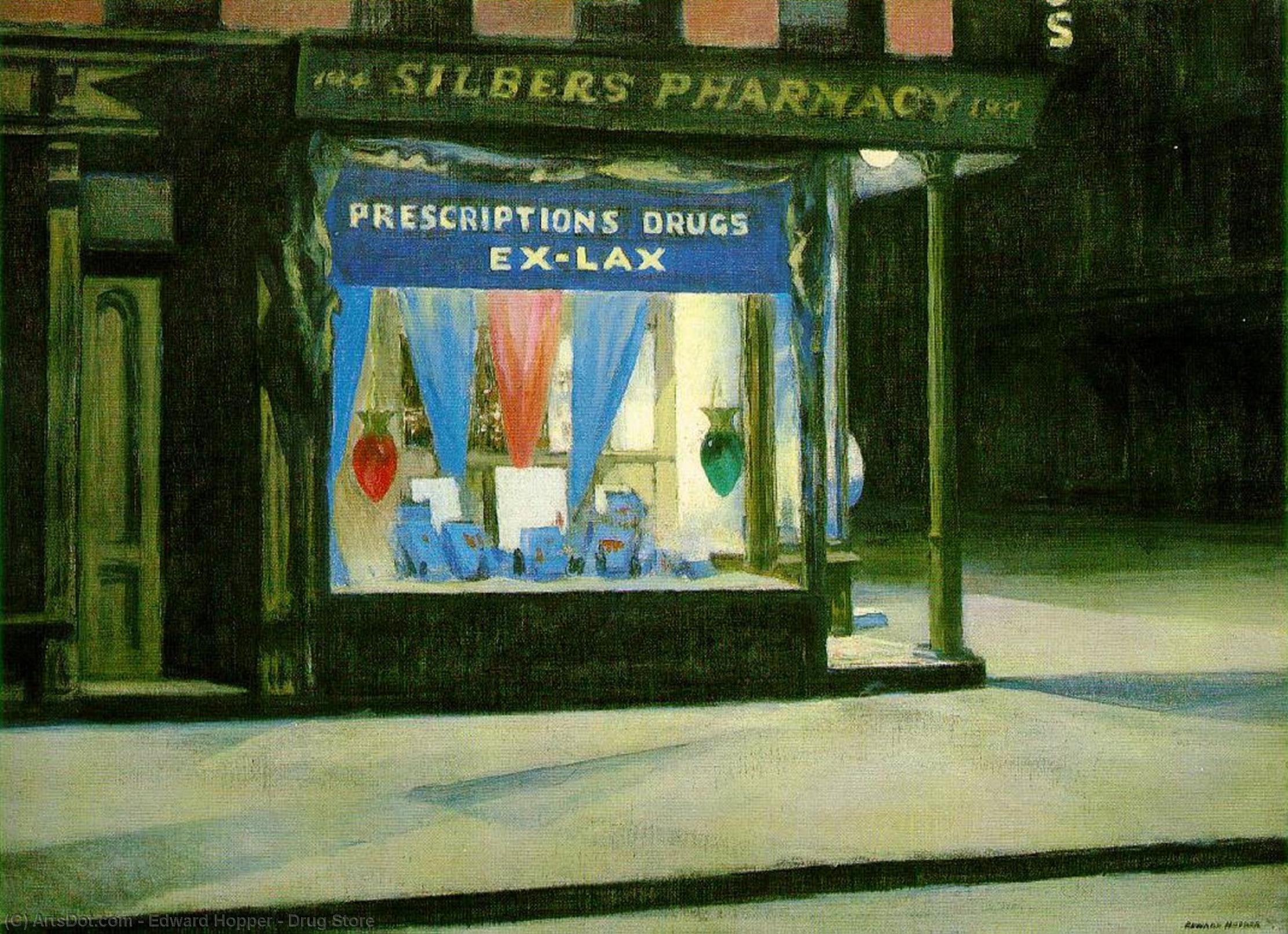 WikiOO.org - Encyclopedia of Fine Arts - Maalaus, taideteos Edward Hopper - Drug Store