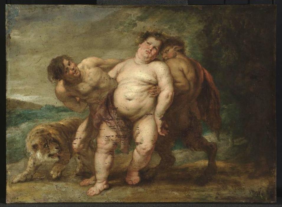 Wikioo.org - Encyklopedia Sztuk Pięknych - Malarstwo, Grafika Peter Paul Rubens - Drunken Bacchus with Faun and Satyr