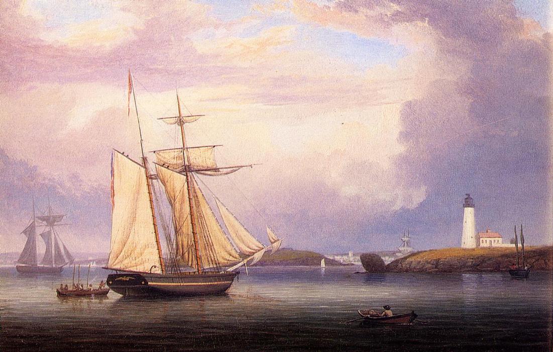 Wikioo.org - The Encyclopedia of Fine Arts - Painting, Artwork by Fitz Hugh Lane - Drying Sails off Ten Pound Island