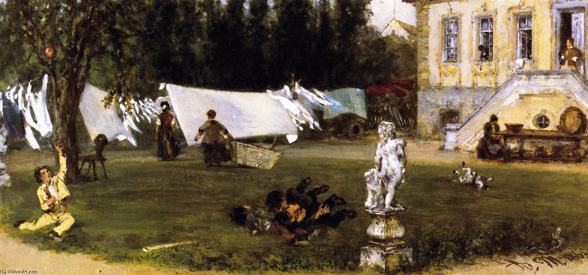 Wikioo.org - The Encyclopedia of Fine Arts - Painting, Artwork by Adolph Menzel - Drying Yard