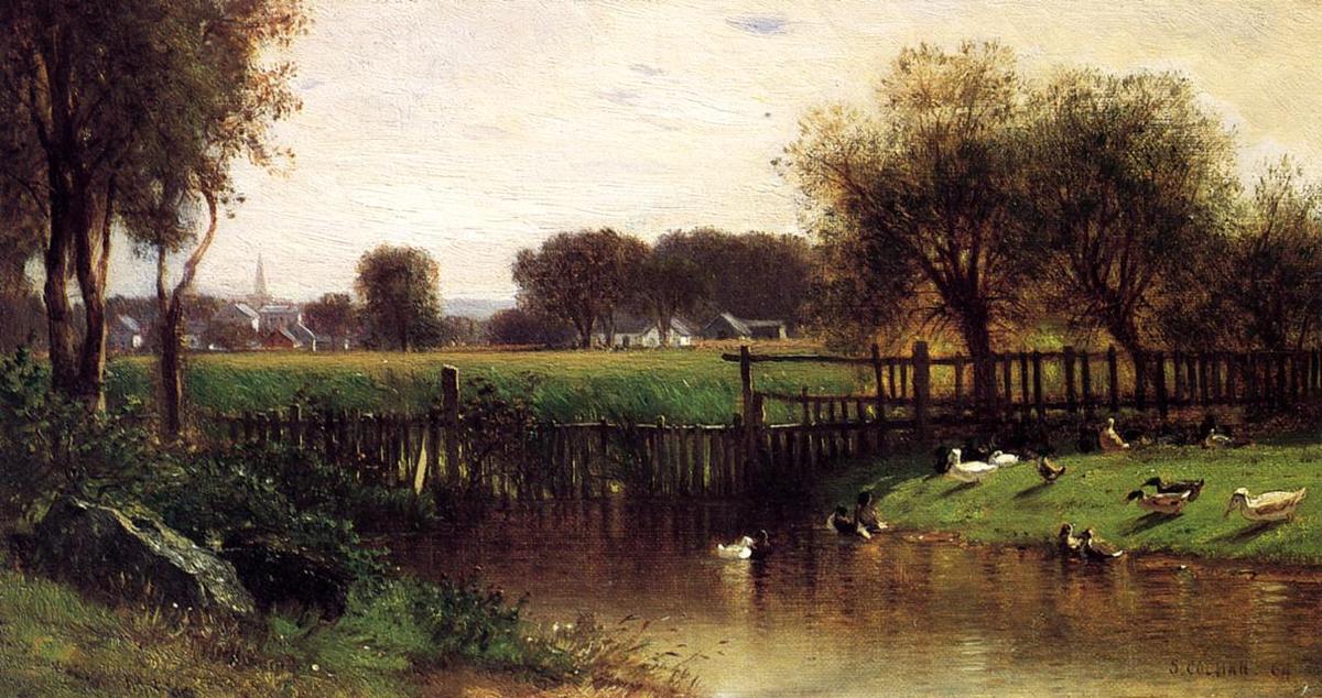 Wikioo.org - The Encyclopedia of Fine Arts - Painting, Artwork by Samuel Colman - Ducks by a Pond