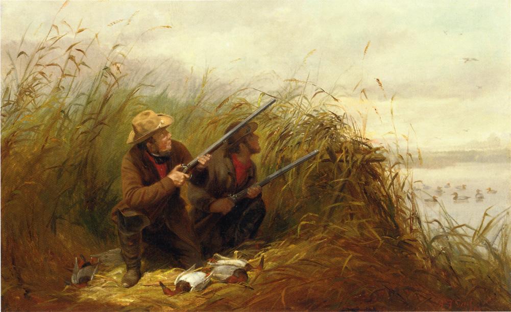 Wikioo.org - The Encyclopedia of Fine Arts - Painting, Artwork by Arthur Fitzwilliam Tait - Duck Shooting with Decoys