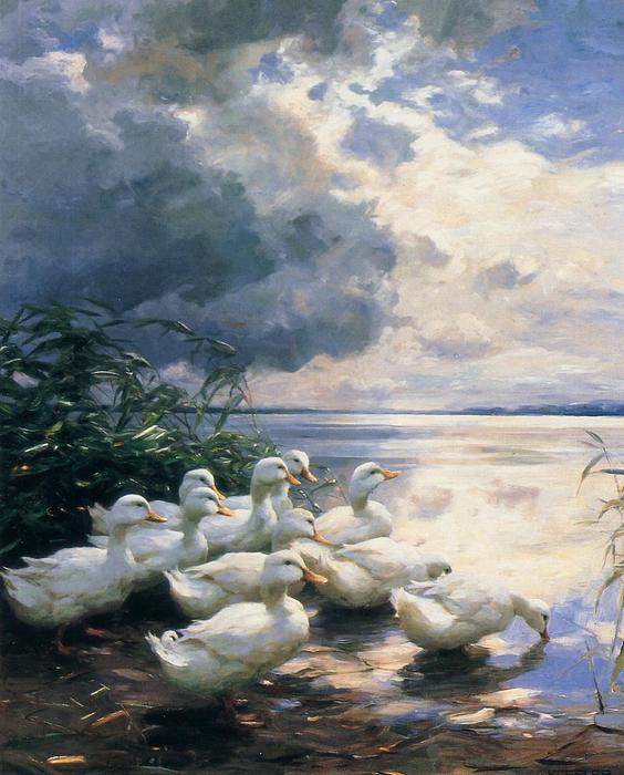 WikiOO.org - Güzel Sanatlar Ansiklopedisi - Resim, Resimler Alexander Max Koeste - Ducks in the Morning