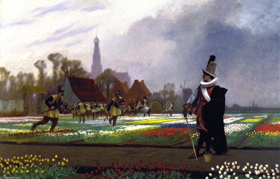 Wikioo.org - The Encyclopedia of Fine Arts - Painting, Artwork by Jean Léon Gérôme - Duel among the Tulips