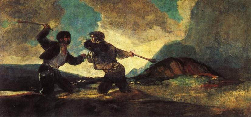 Wikioo.org – La Enciclopedia de las Bellas Artes - Pintura, Obras de arte de Francisco De Goya - Duelo a garrotazos