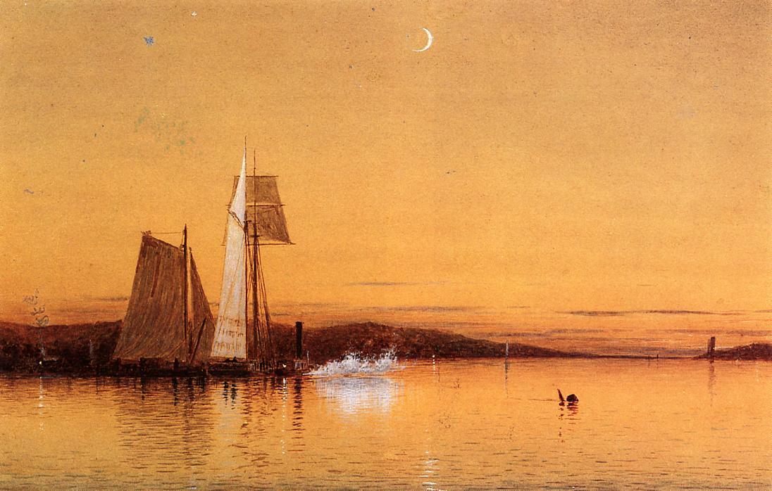 Wikioo.org - The Encyclopedia of Fine Arts - Painting, Artwork by Francis A Silva - Dusk on the Hudson