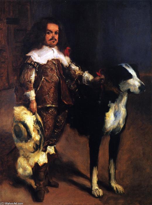 Wikioo.org - The Encyclopedia of Fine Arts - Painting, Artwork by John Singer Sargent - Dwarf with a Dog (after Velazquez)