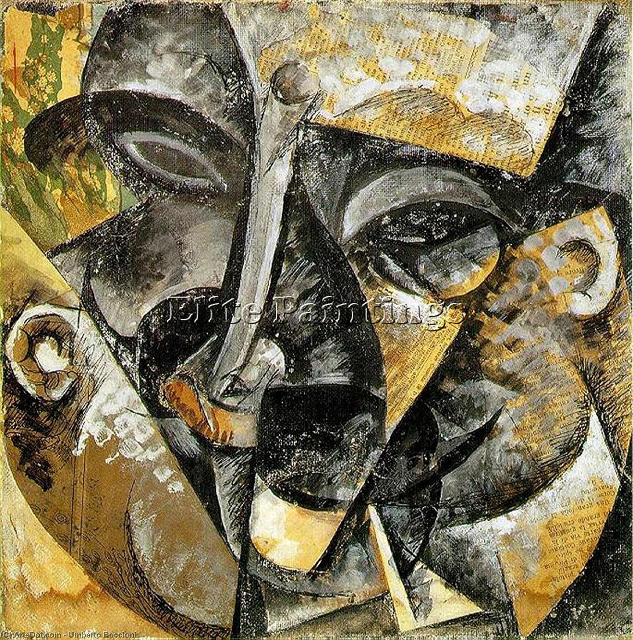 Wikoo.org - موسوعة الفنون الجميلة - اللوحة، العمل الفني Umberto Boccioni - Dynamism of a man's head