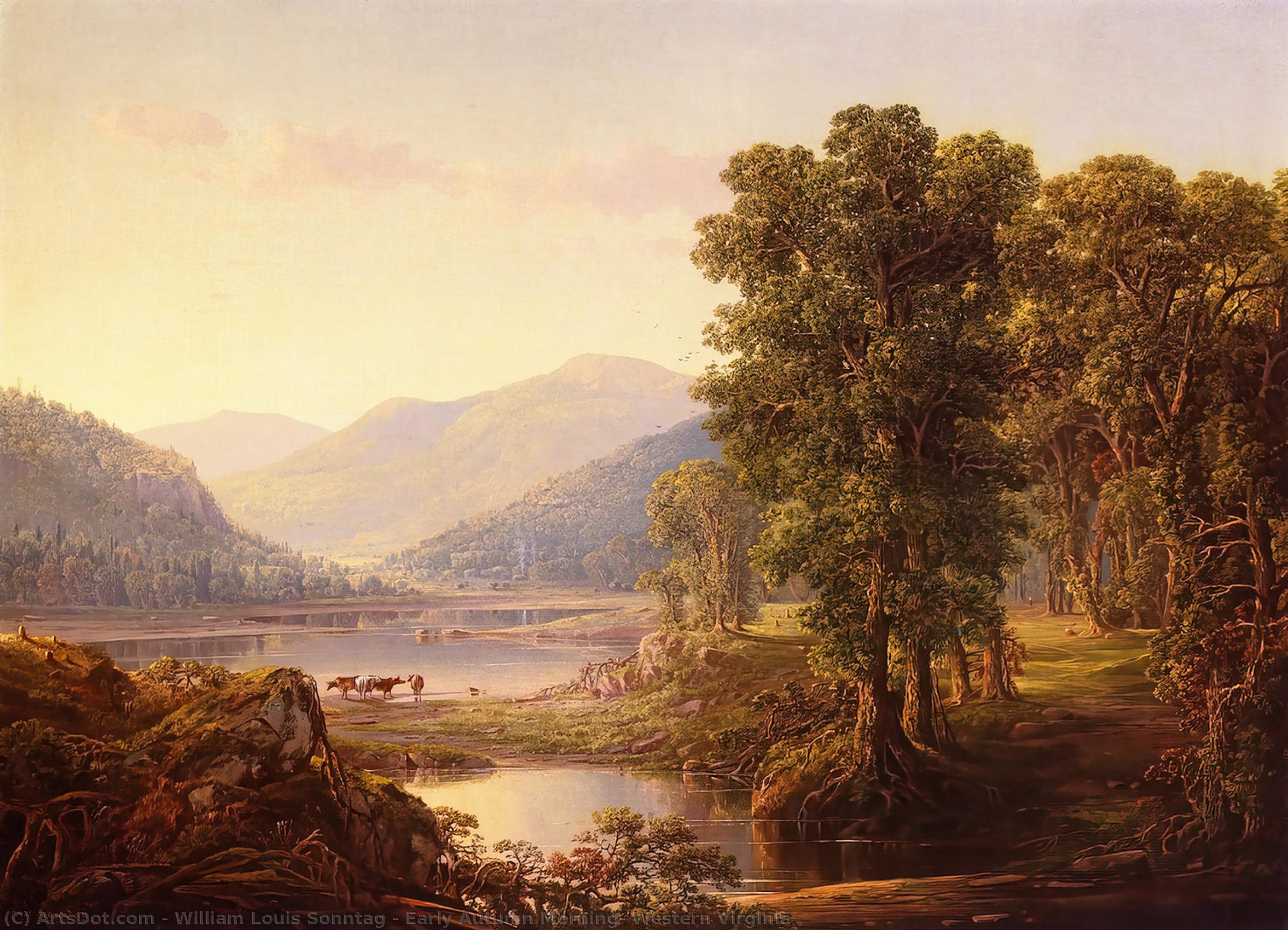 Wikioo.org - The Encyclopedia of Fine Arts - Painting, Artwork by William Louis Sonntag - Early Autumn Morning, Western Virginia
